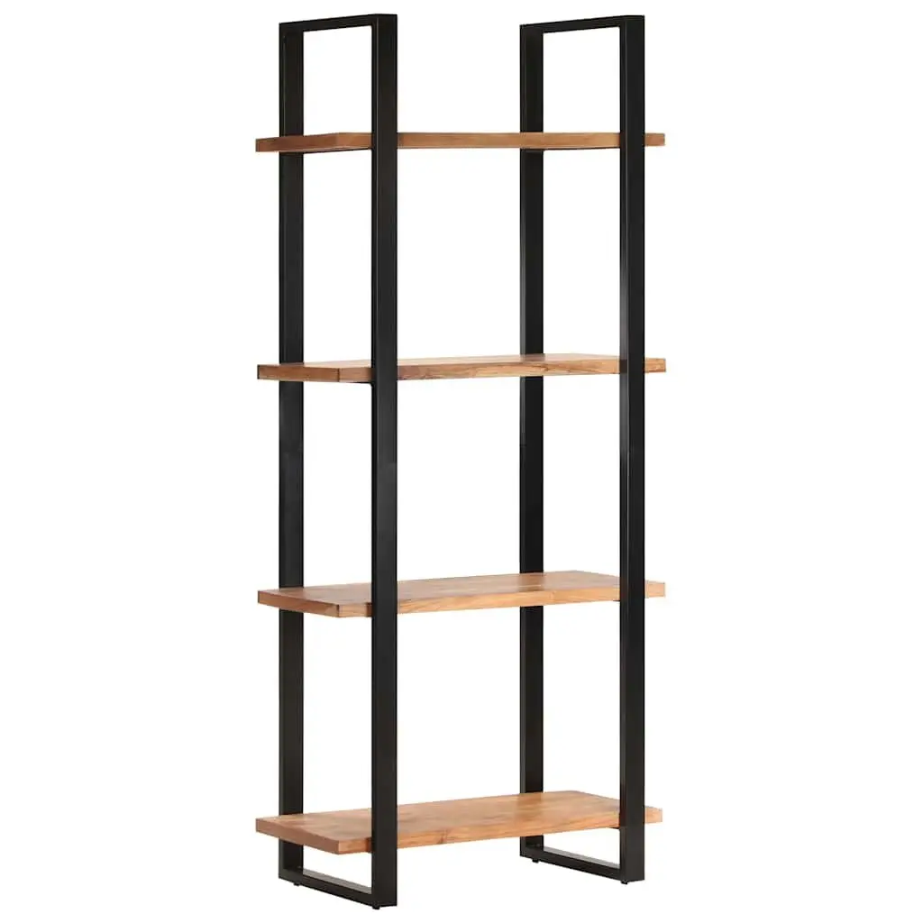 4-Tier Bookcase 80x40x180 cm Solid Acacia Wood Vintage Industrial Shelving Unit