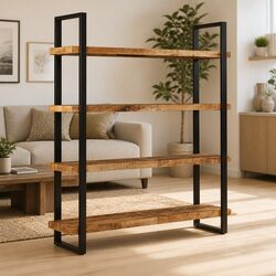 4-Tier Bookcase with Rustic Charm and Practical Value