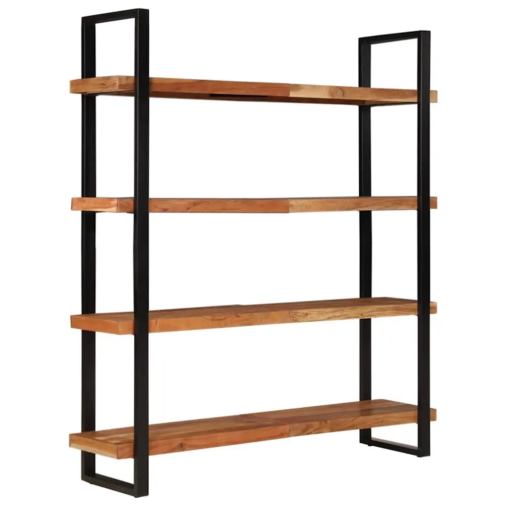 4-Tier Bookcase 160x40x180 cm Solid Acacia Wood Shelving Unit Industrial Style