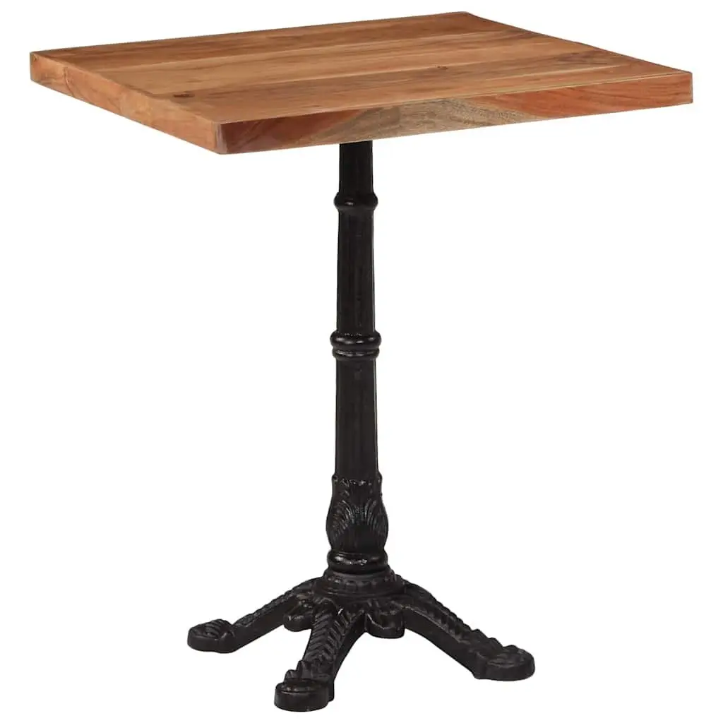 Bistro Dining Table Solid Acacia Wood Cast Iron Base 60x60x76cm Brown