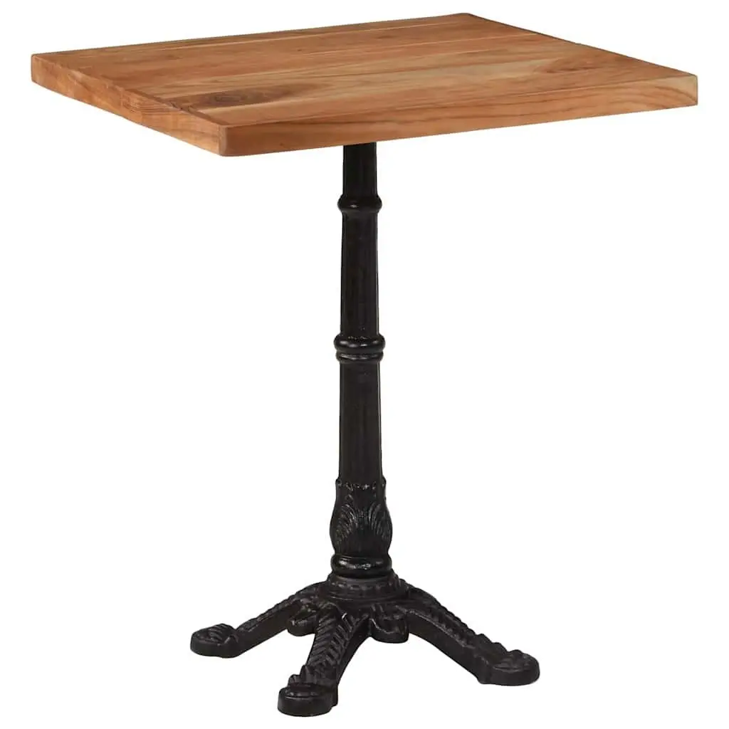Bistro Dining Table Solid Acacia Wood Cast Iron Base 60x60x76cm Brown