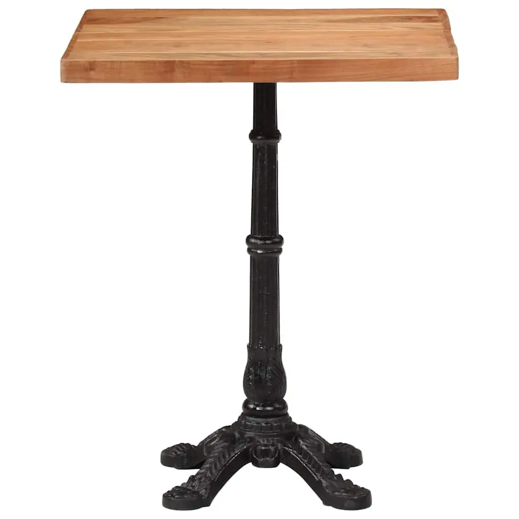 Bistro Dining Table Solid Acacia Wood Cast Iron Base 60x60x76cm Brown