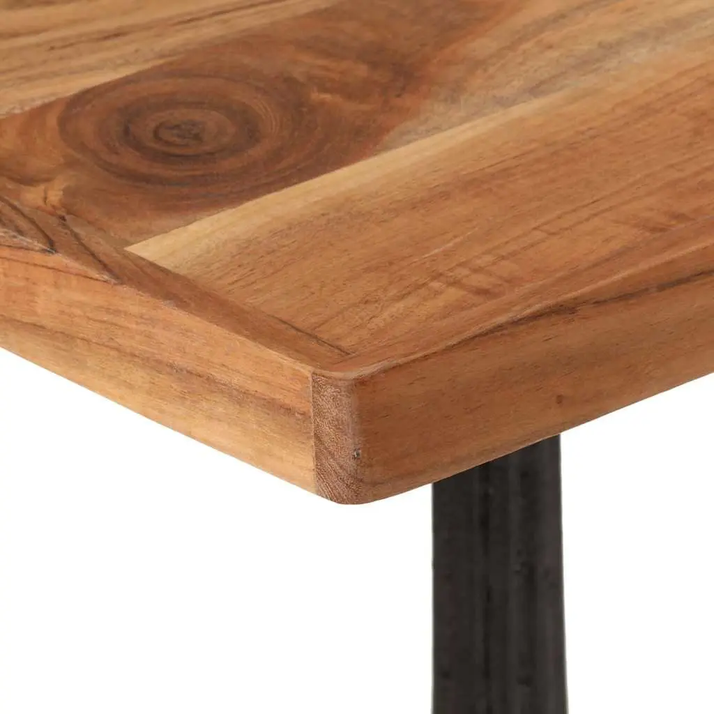 Bistro Dining Table Solid Acacia Wood Cast Iron Base 60x60x76cm Brown