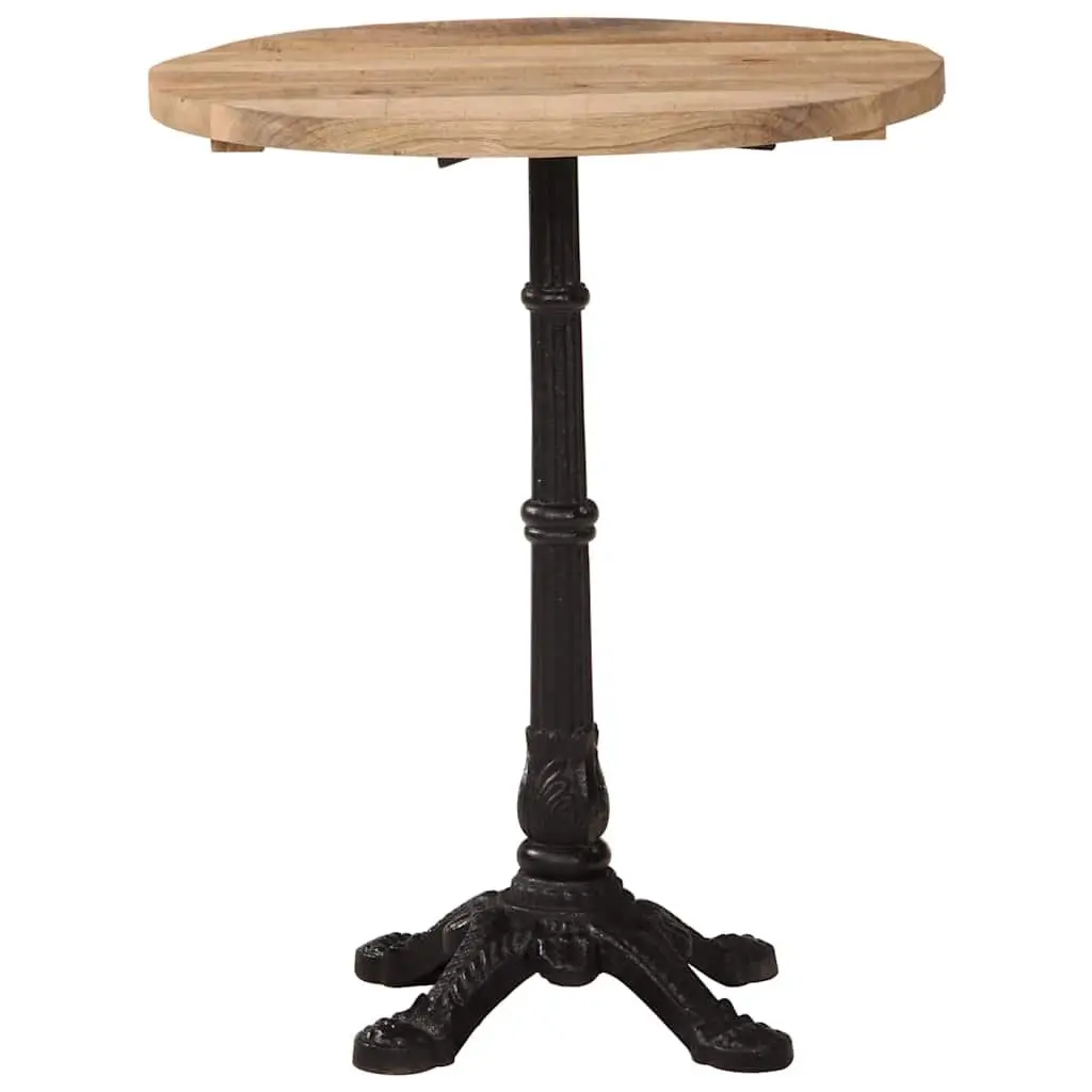 Bistro Dining Table Round Wooden Top Cast Iron Base Kitchen Brown 60x76cm