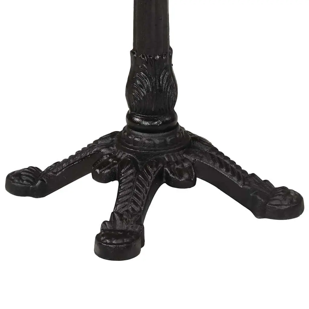 Bistro Dining Table Round Wooden Top Cast Iron Base Kitchen Brown 60x76cm