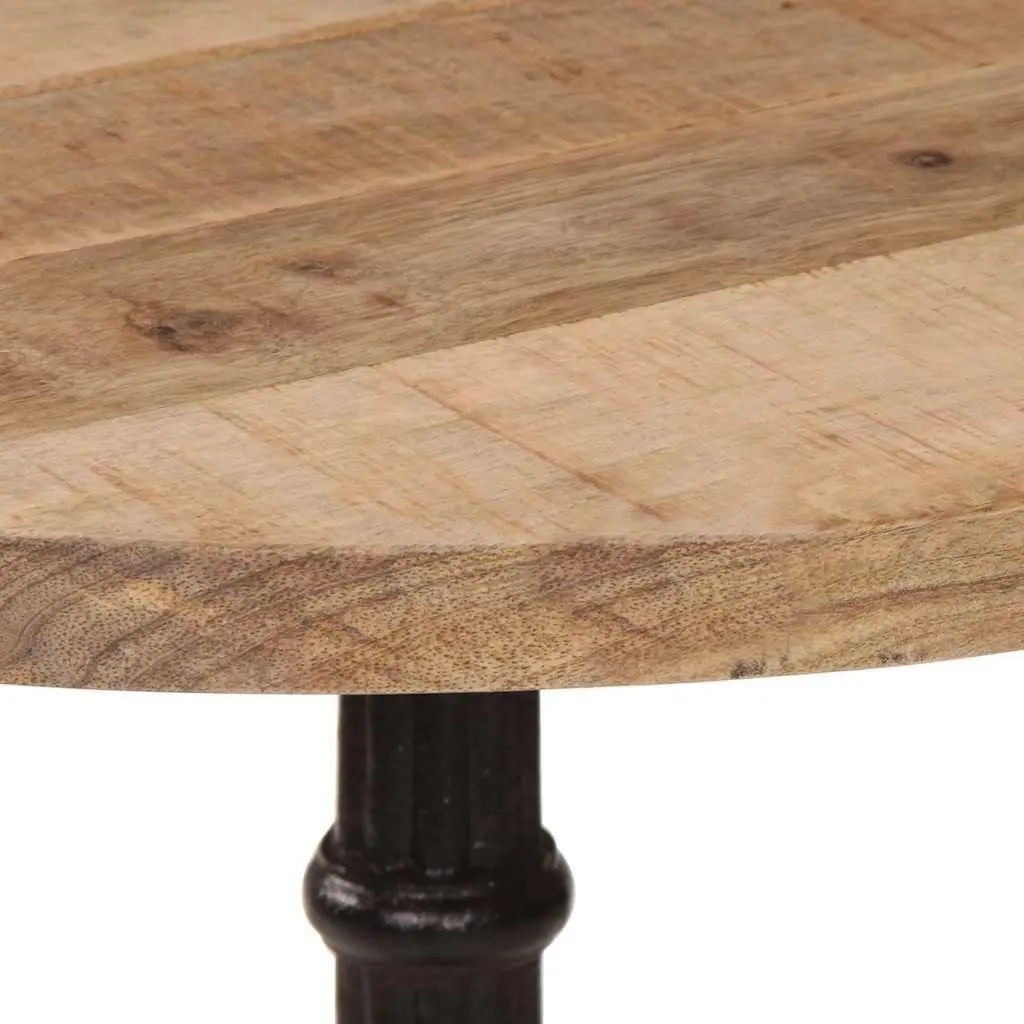 Bistro Dining Table Round Wooden Top Cast Iron Base Kitchen Brown 60x76cm