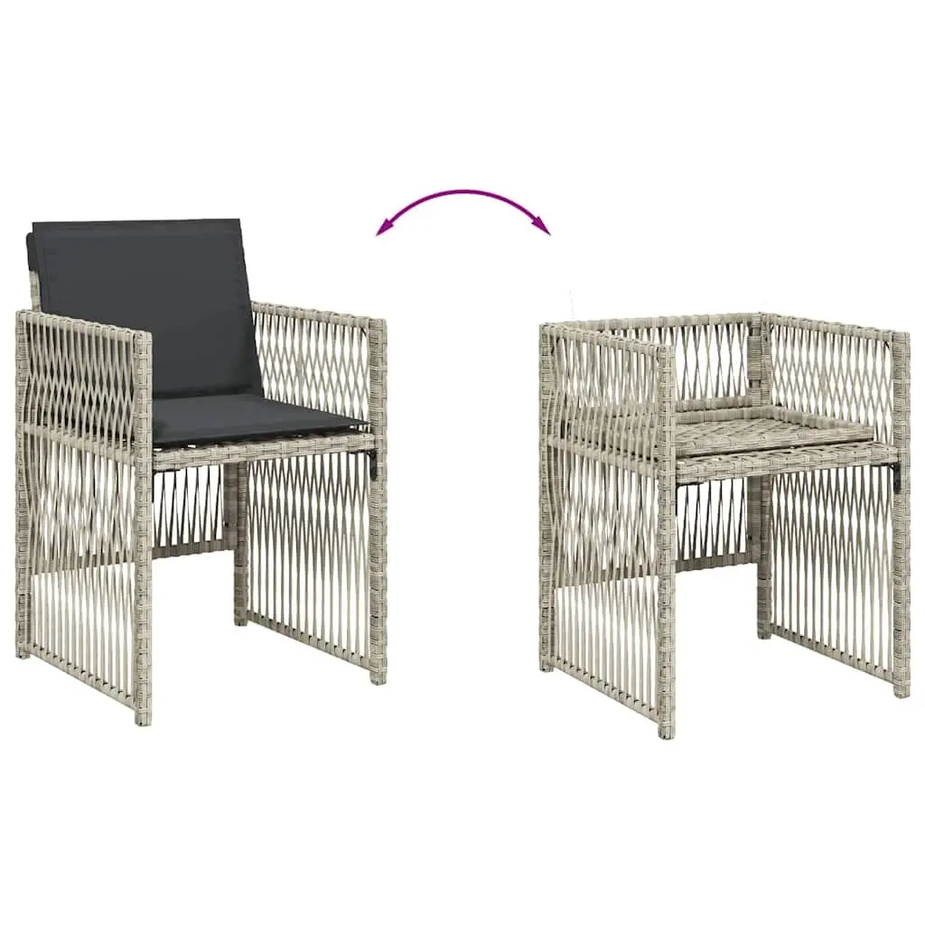 9 Piece Garden Dining Set Outdoor Furniture Grey Poly Rattan Cushioned Seating