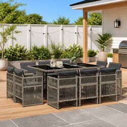 Comfortable and Reliable Grey Poly Rattan 11 Piece Set