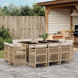 Comfortable 11-Piece Outdoor Dining Set in Beige