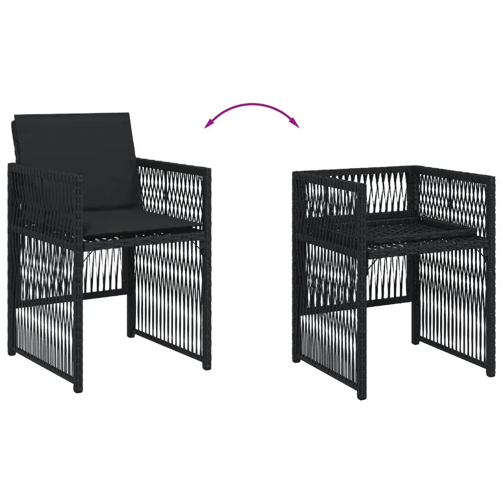 Outdoor Garden Dining Set 13 Piece Black Poly Rattan Chairs Table Cushions