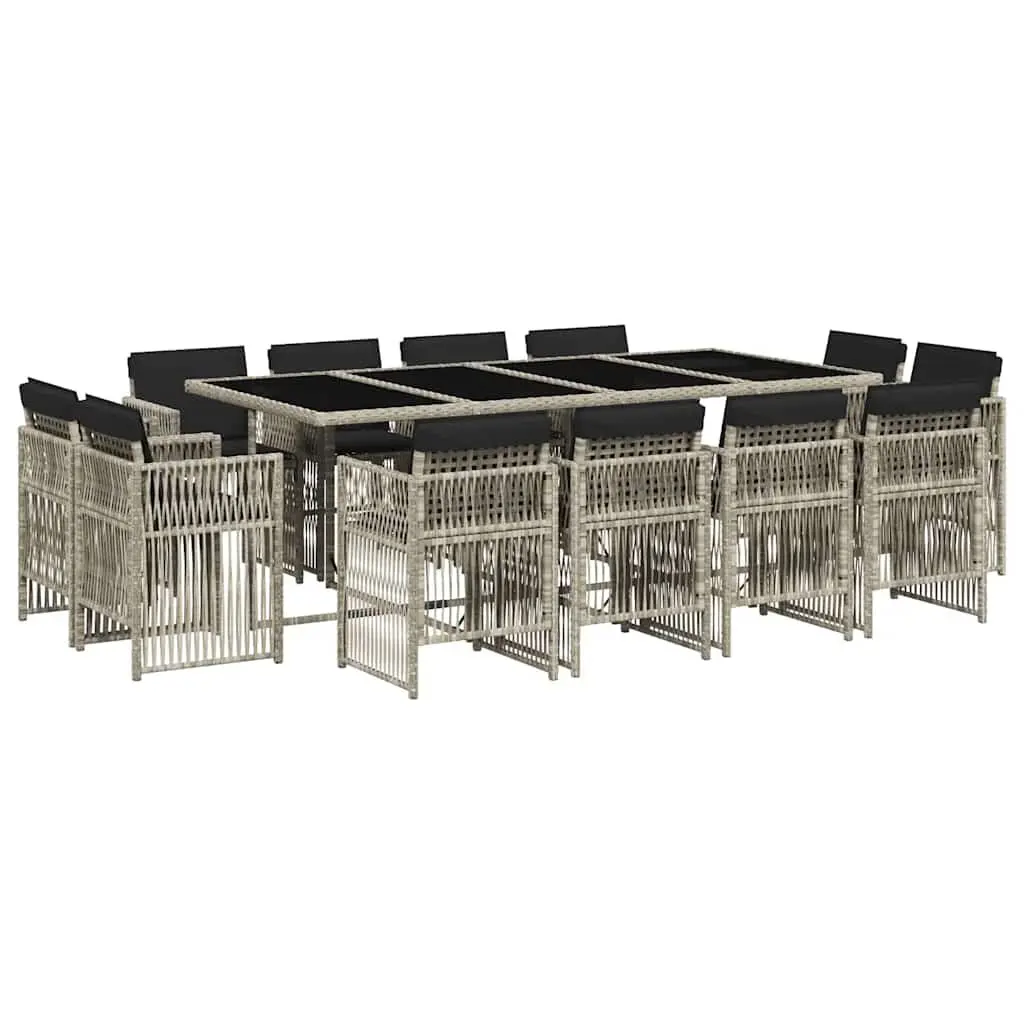 Garden Dining Set 13 Piece Outdoor Furniture Grey Poly Rattan Table Chairs