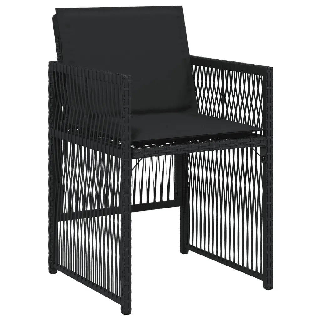 Garden Dining Set 17 Piece Outdoor Furniture Black Poly Rattan Chairs Table