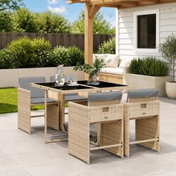 Comfortable 5 Piece Garden Dining Set with Cushions