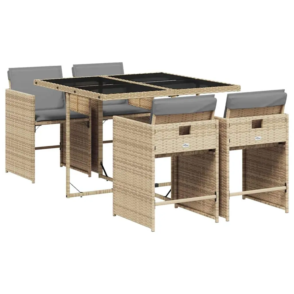 5 Piece Garden Dining Set Outdoor Patio Table Chairs Beige