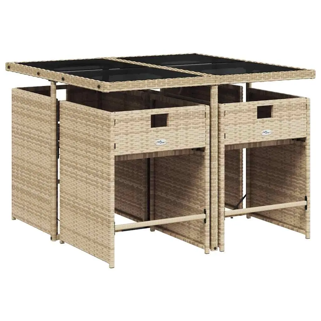 5 Piece Garden Dining Set Outdoor Patio Table Chairs Beige