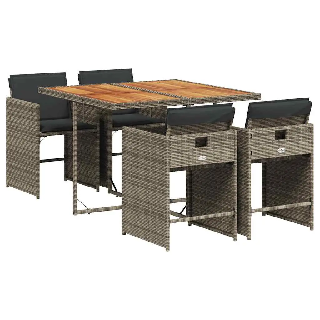 Outdoor Garden Dining Set Grey 5 Piece with Padded Cushions