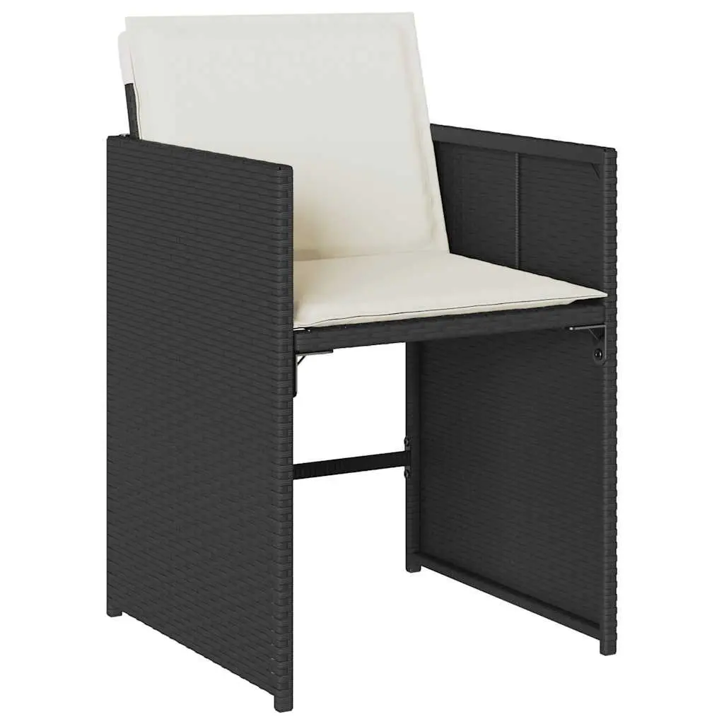 7 Piece Outdoor Dining Set Garden Furniture Black Poly Rattan Chairs Table