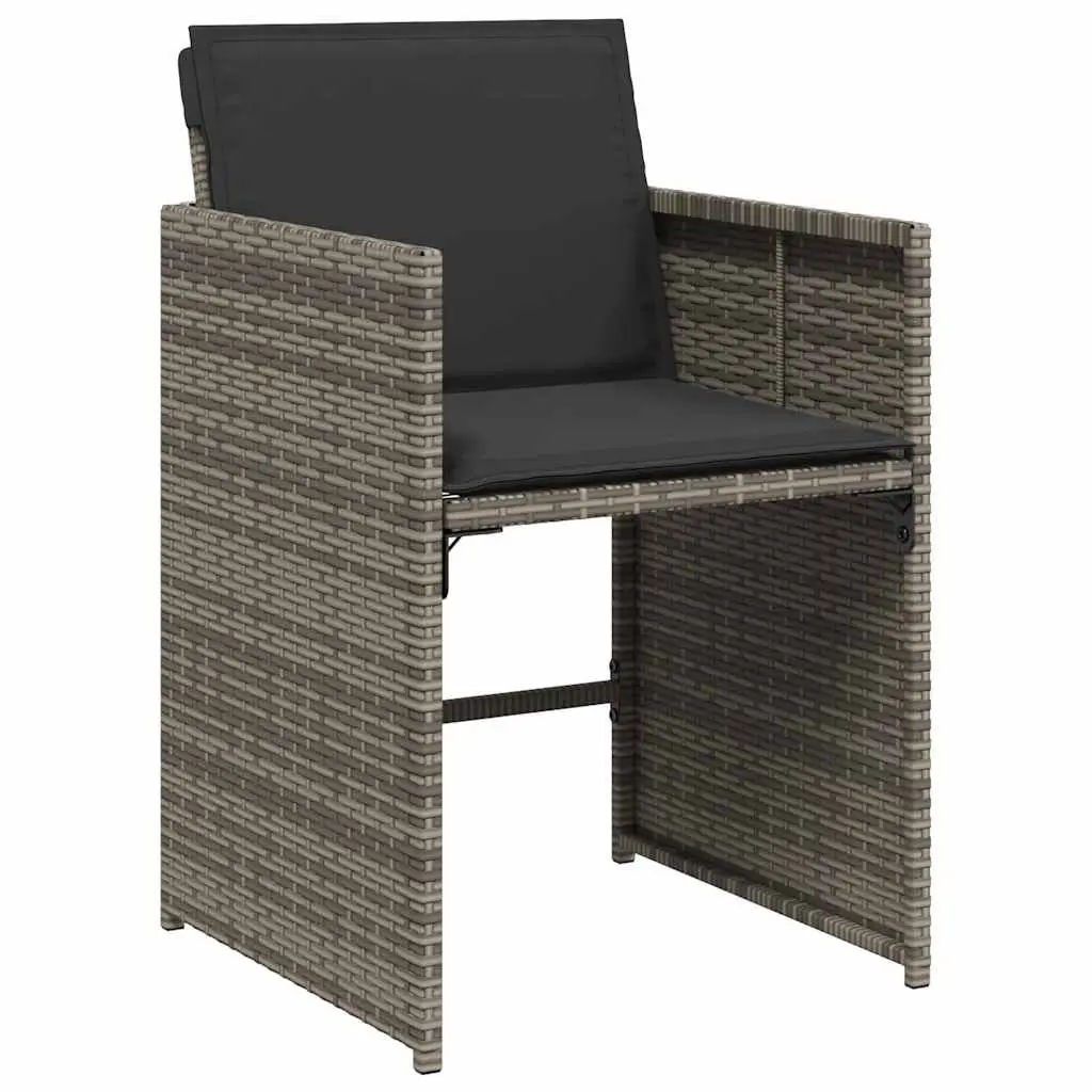 Garden Furniture Set 7 Piece Grey Poly Rattan Dining Table and Chairs with Cushions