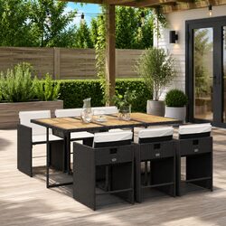 7 Piece Outdoor Dining Set with Rattan Chairs - Value & Comfort