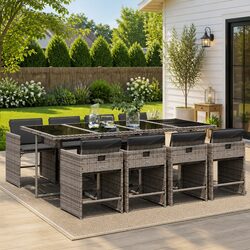 Warm and Welcoming 9 Piece Grey Outdoor Dining Set