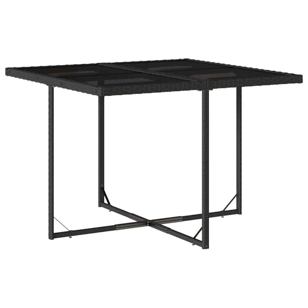 Garden Dining Set 11 Piece Outdoor Furniture Black Poly Rattan with Cushions