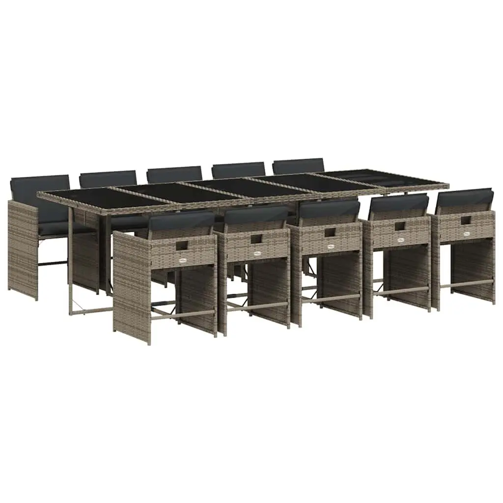 11 Piece Garden Dining Set Outdoor Furniture Patio Grey Rattan Cushions