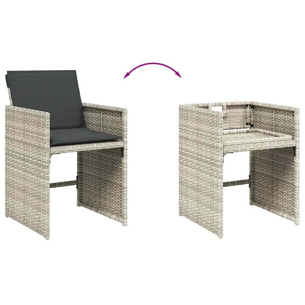 Outdoor Furniture Dining Set 9 Piece Grey Poly Rattan Table Chairs