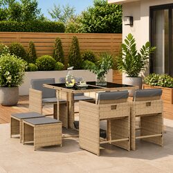 Value-Focused 9 Piece Garden Dining Set for Comfort