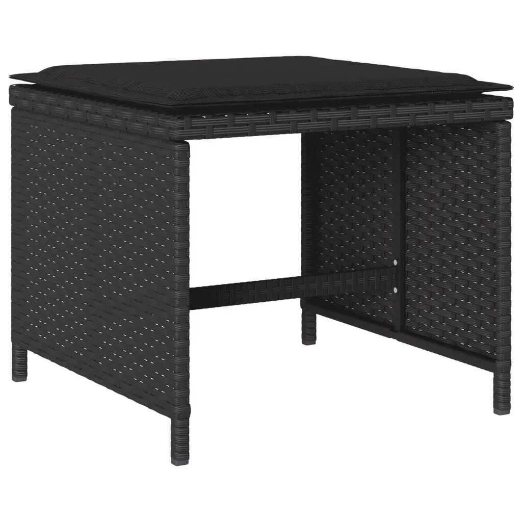 Garden Dining Set 11 Piece Outdoor Furniture Table Chairs Cushions Black Poly