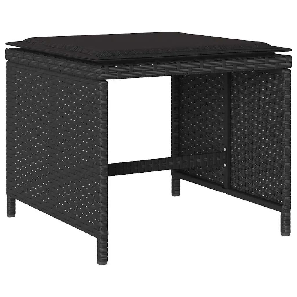 Garden Dining Set 11 Piece Outdoor Furniture Table Chairs Cushions Black Poly