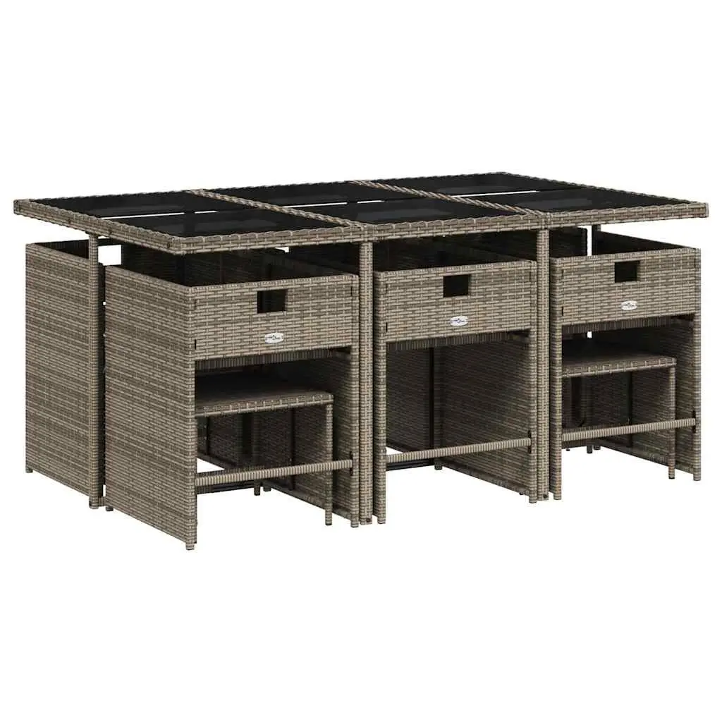 Garden Dining Set 11 Piece Outdoor Furniture Grey Poly Rattan Chairs Table