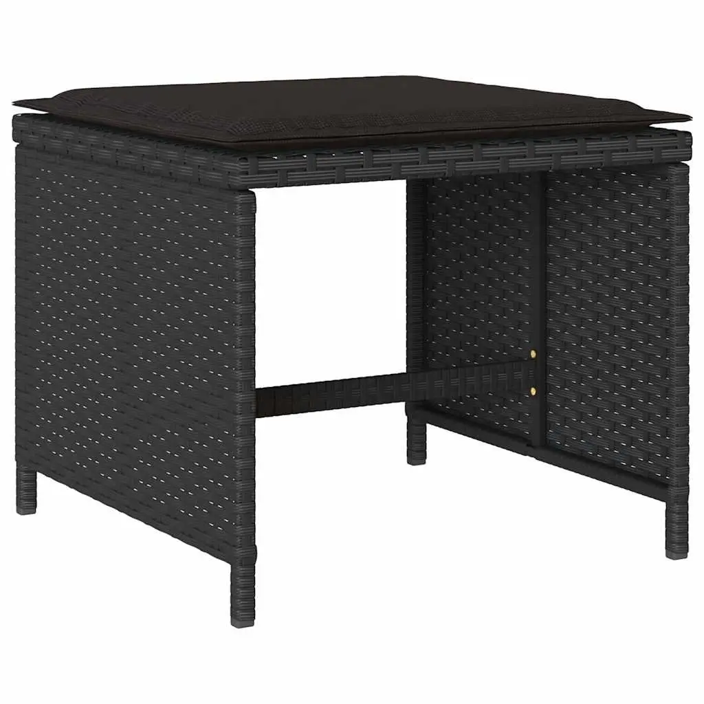 13 Piece Outdoor Garden Dining Set Cushions Poly Rattan Black