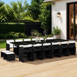 Comfortable 17 Piece Garden Dining Set with Padded Seats