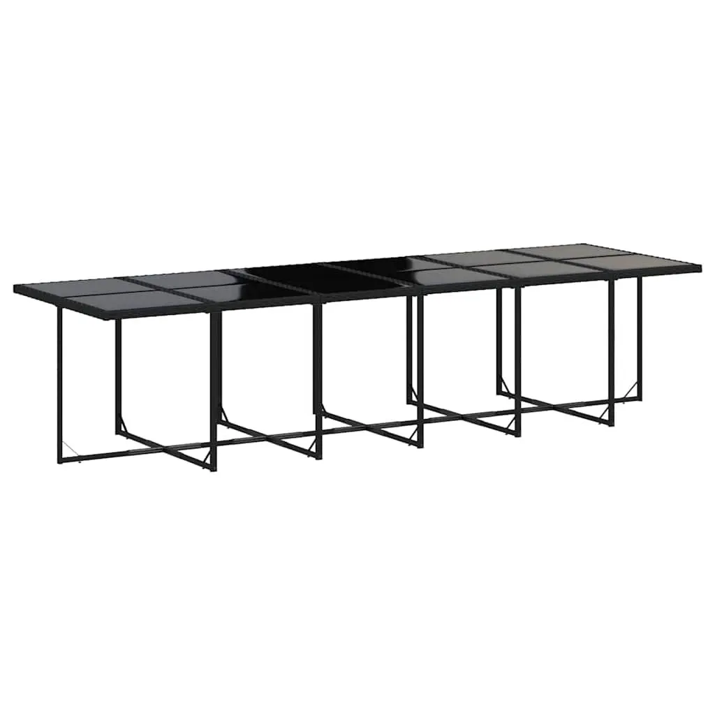 Garden Dining Set 17 Piece Outdoor Furniture Black Poly Rattan Chairs Table