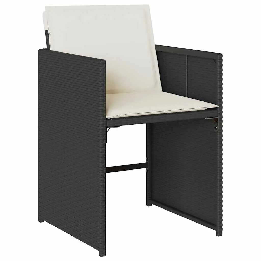 Garden Dining Set 9 Piece Outdoor Furniture Table with Tempered Glass Top and 8 Chairs with Cushions Black