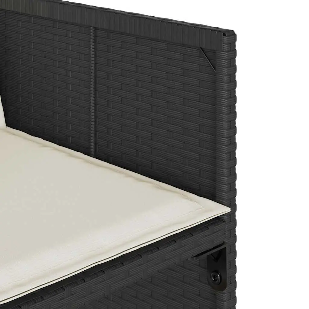 Garden Dining Set 9 Piece Outdoor Furniture Table with Tempered Glass Top and 8 Chairs with Cushions Black