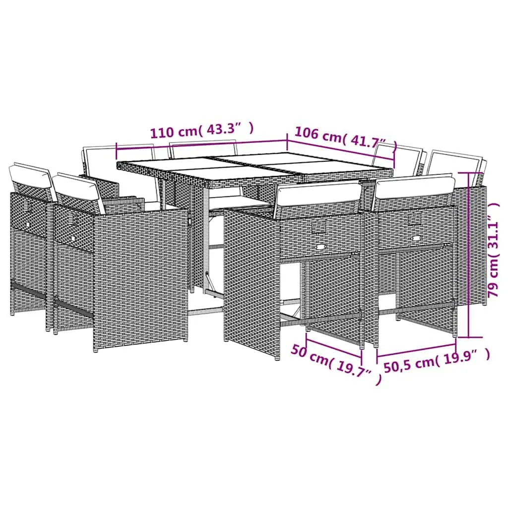 9 Piece Outdoor Dining Set