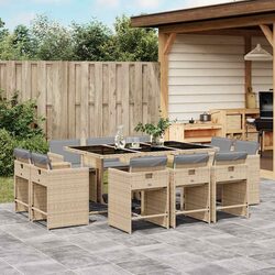 11 Piece Outdoor Garden Dining Set Poly Rattan Chairs Table Patio Furniture