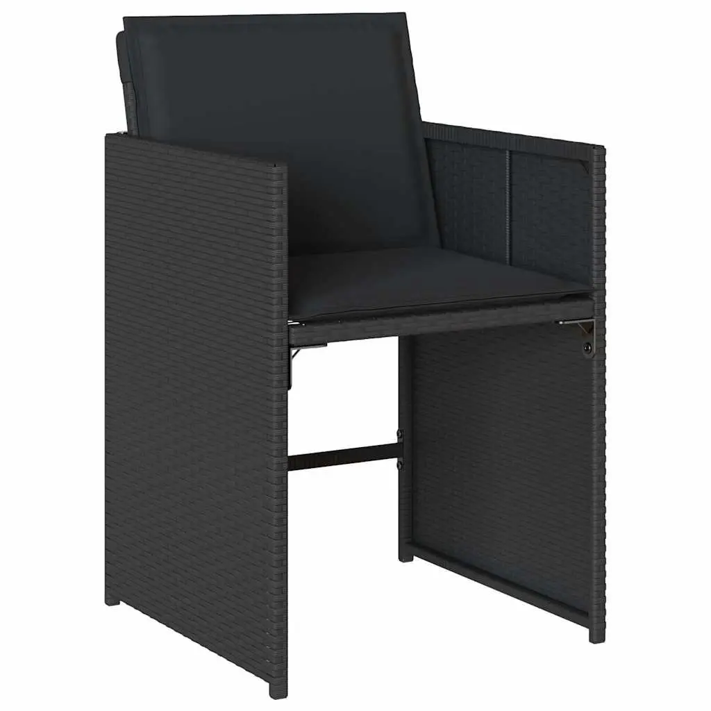 Garden Dining Set 15 Piece Outdoor Furniture Black Poly Rattan Chairs Table