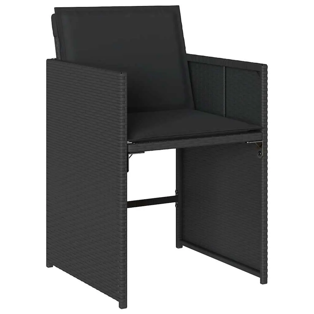 Outdoor Dining Set 17 Piece Garden Furniture Black Poly Rattan with Cushions