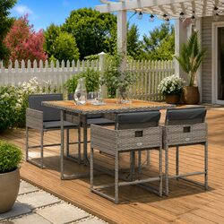 Reliable 5 Piece Grey Dining Set for Outdoor Use