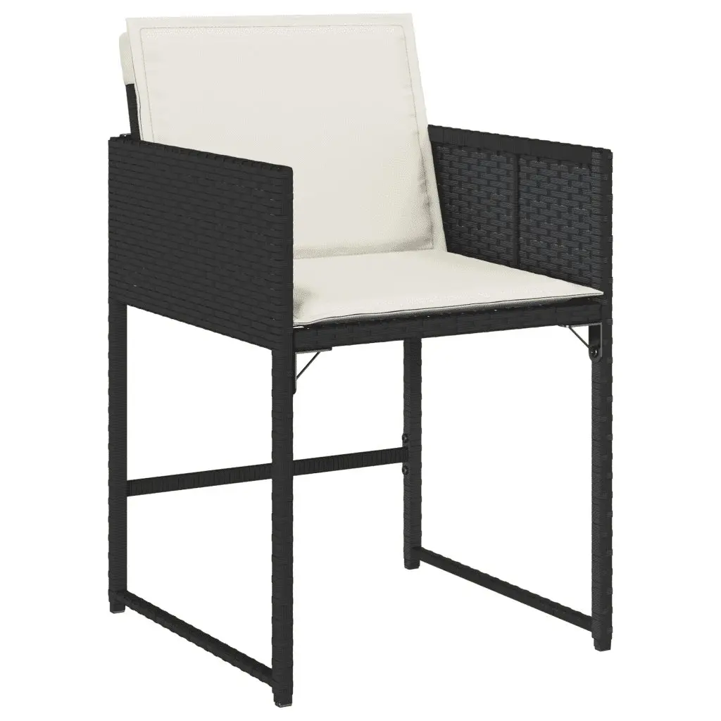 Garden Dining Set 5 Piece Outdoor Furniture Black PE Rattan Cushioned Chairs