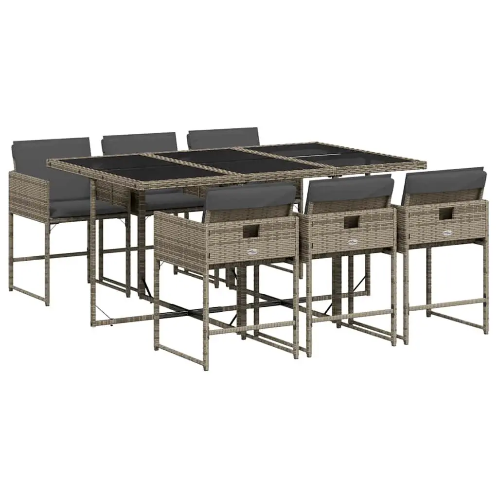 7 Piece Garden Dining Set Outdoor Patio Furniture Grey Poly Rattan Chairs Table