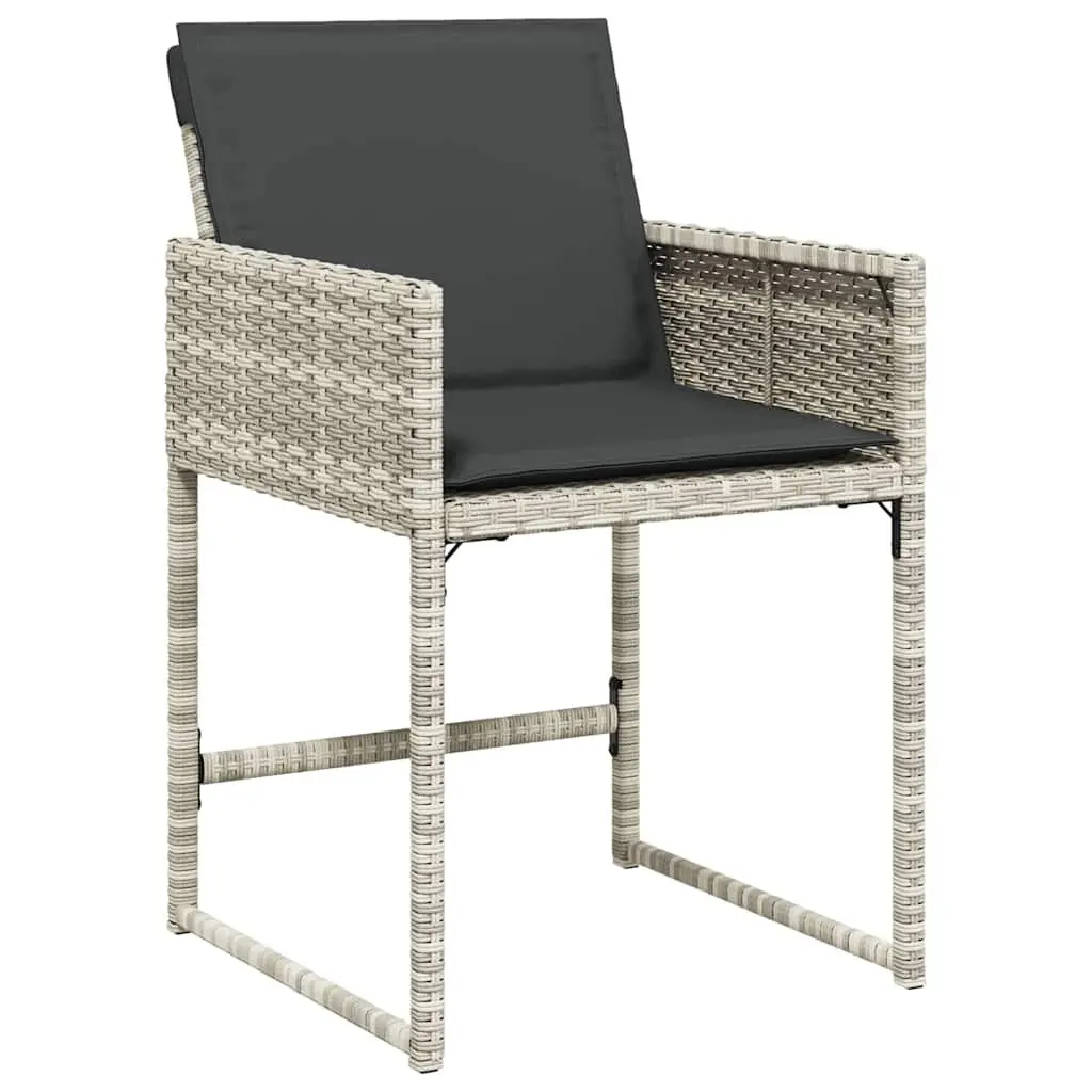 Outdoor Dining Set Grey PE Rattan Chairs Table with Cushions 7 Piece Garden Patio