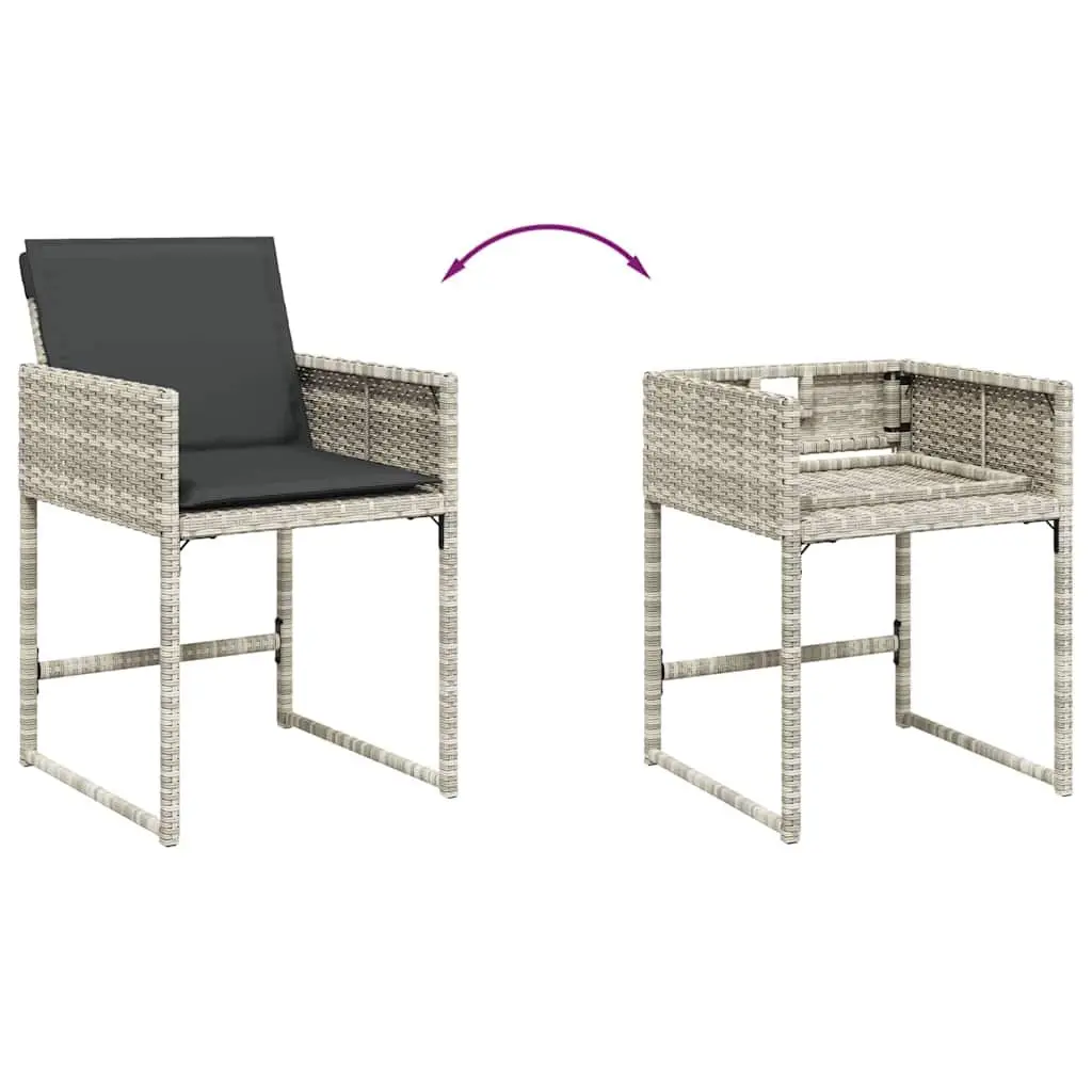 9 Piece Garden Dining Set Outdoor Use Grey Poly Rattan Chairs Table with Cushions