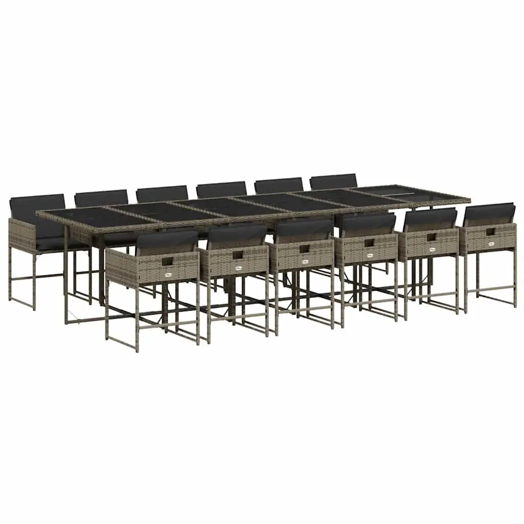 Garden Dining Set 13 Pieces Outdoor Furniture Grey Poly Rattan Patio Seating