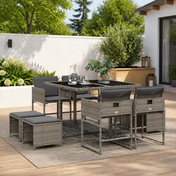 Comfortable 9-Piece Garden Dining Set in Grey