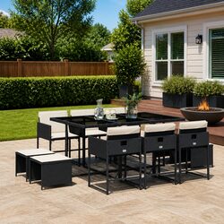 Warm and Inviting 11 Piece Garden Dining Set for Families