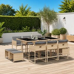Value-Oriented 11 Piece Garden Dining Set with Cushions