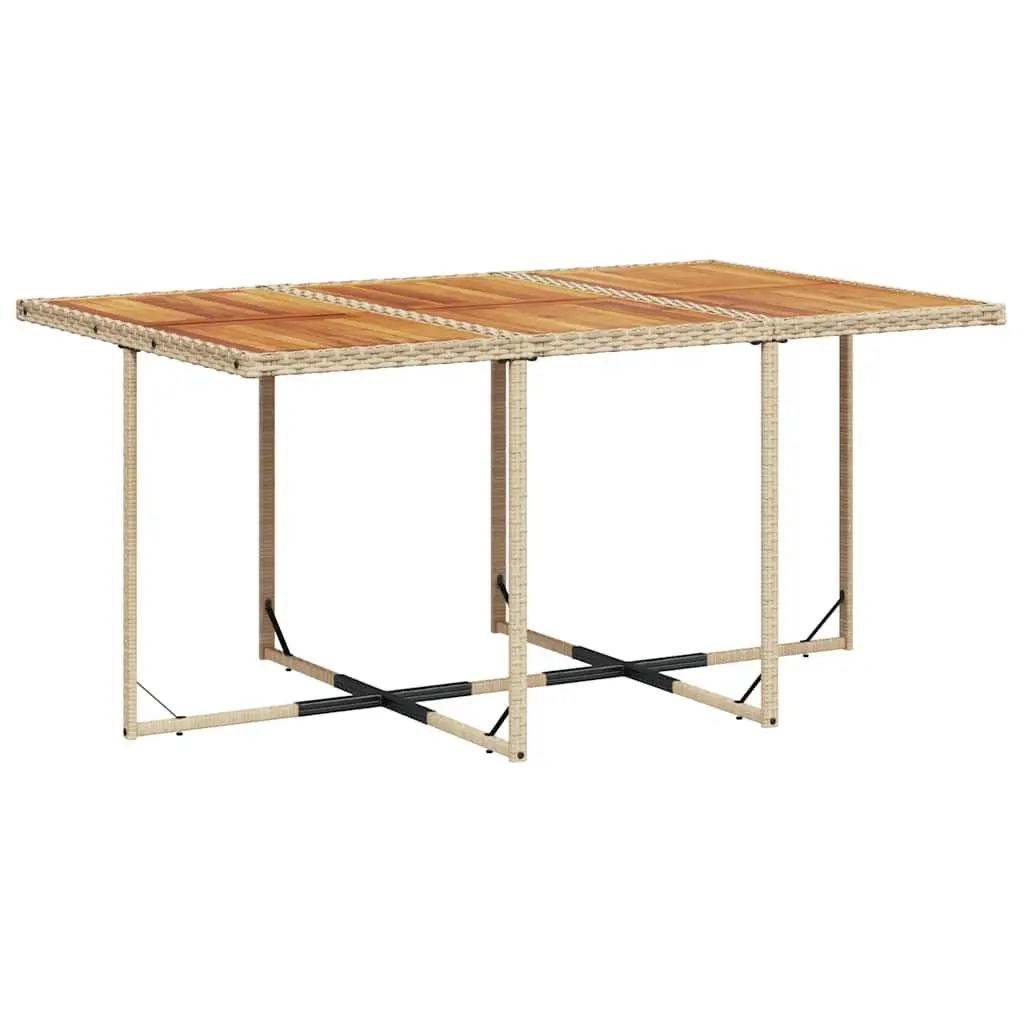 Garden Dining Set 11 Piece Outdoor Furniture Al Fresco Dining Beige PE Rattan Frame Acacia Wood Table